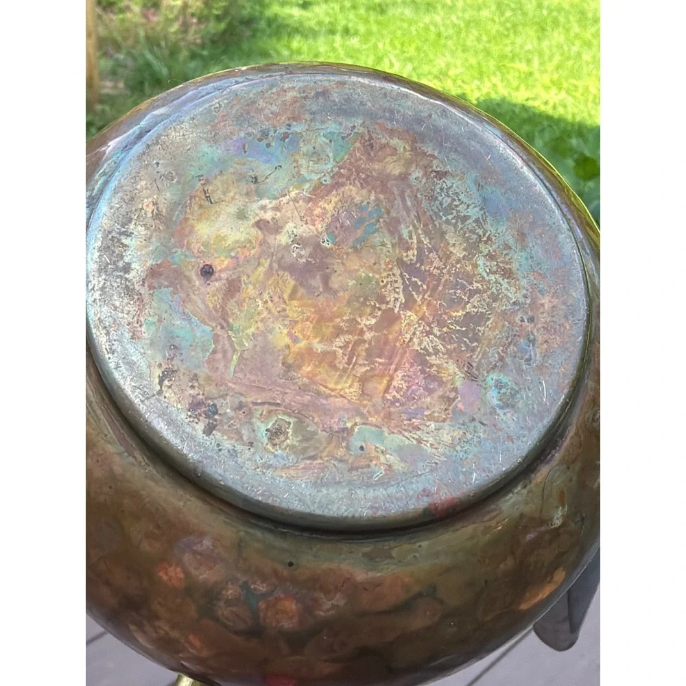 Vintage Hammered Copper Coffee Pot Italy Wood Handle 1972 Barnum Festival Pot